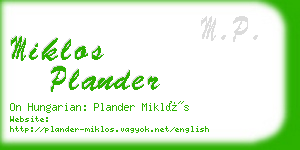 miklos plander business card